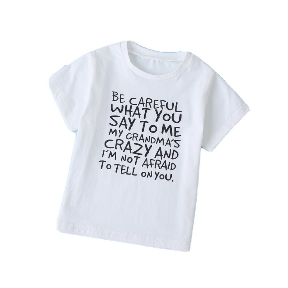 PatPat Girls Top 3-4 Be Careful New with Tags White Black Short Sleeve Grandma